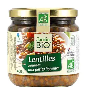 Organic Cooked Lentils & Veggies - Jardin Bio