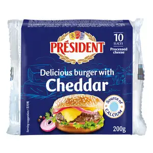 Delicious Burger with Cheddar Processed Cheese Slice - Président
