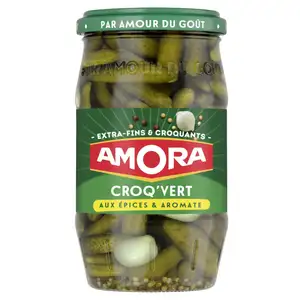 Croq'Vert Extra Fine & Crunchy Gherkins with Spices & Herbs - Amora