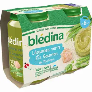 Baby Food from 6 Months, Green Vegetables, Rice and Pacific Salmon - Blédina