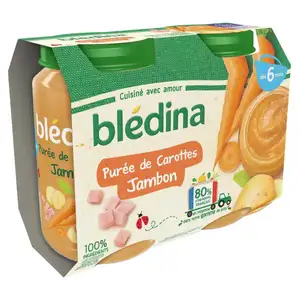 Baby Food from 6 Months, Carrot and Ham Puree - Blédina