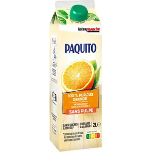 Orange Juice Pulp Free and No Added Sugar (Paper Bottle) - Paquito