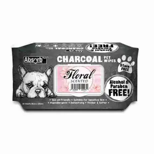 Charcoal Floral Pet Wipes - Absorb Plus