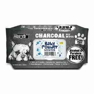 Charcoal Baby Powder Pet Wipes - Absorb Plus