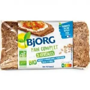 Wholemeal Bread 3 Cereals - Bjorg - Bjorg
