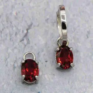 Hoop & Charms Oval Garnet - A.Varini - Alice Varini Jewelry