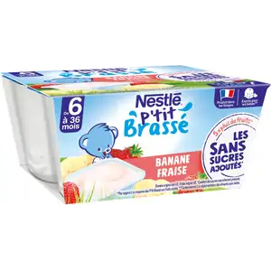 Brassé Banana Strawberry No Added Sugar from 6 Months - Nestlé