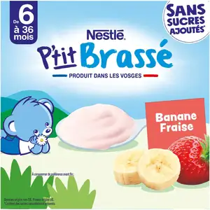 Brassé Banana Strawberry No Added Sugar from 6 Months - Nestlé