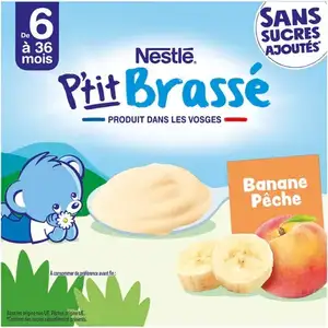 Brassé Banana Peach No Added Sugar from 6 Months - Nestlé