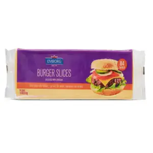 Coloured Cheddar Buger Slices with 50% Cheese - Emborg