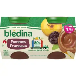 Baby Compote from 4-6 Months, Apple, Prune - Blédina