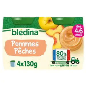 Baby Compote from 4-6 Months, Apples and Peach No Added Sugar - Blédina