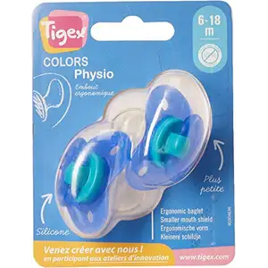 2 Physio Transparent Silicone Soothers Colors size 6-18 Months - Tigex