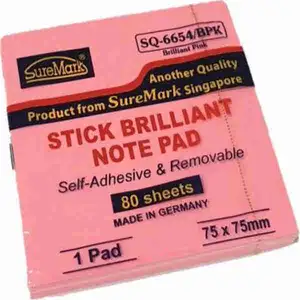 Pink Stick Note Pad 75x75mm - Suremark