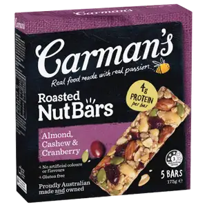 Almond, Cashew & Cranberry Gluten Free Roasted Nut Bar - Carman's