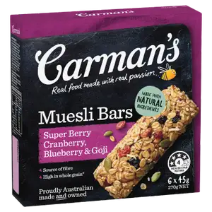 Super Berry, Cranberry, Blueberry & Goji Muesli Bar - Carman's