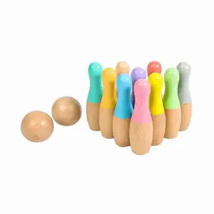 Rainbow Wooden Bowling Set