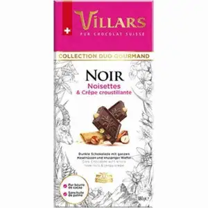 Dark Chocolate with Whole Hazelnuts & Crispy Crepe - Villars 
