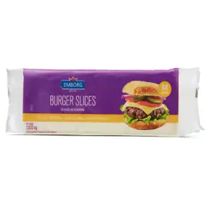 White Cheddar Buger Slices with 50% Cheese - Emborg - Emborg