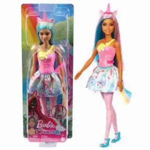 Dreamtopia Blue & Pink Hair Unicorn Doll - Barbie