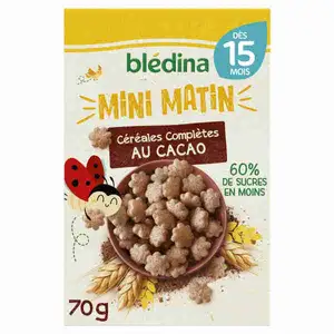 Mini Morning Whole Wheat Cacao Cereals 15months Up - Blédina