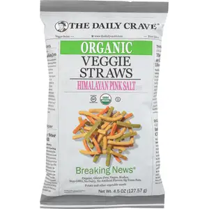 Organic Gluten Free Veggie Straws Himalayan Pink Salt - The Daily Crave - Organic