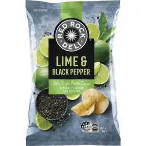 Lime & Black Pepper Flavoured Potato Chips - Red Rock Deli