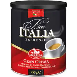 Bar Italia Espresso Gran Crema Roasted and Ground Coffee Blend - Saquella