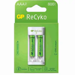 Rechargeable Battery AAA 800mAh & Charger - GP ReCyKo