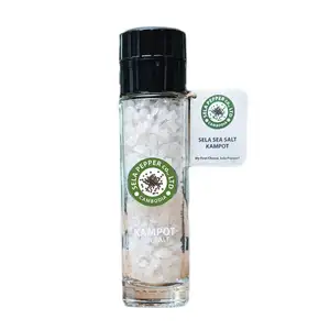 Kampot Sea Salt in Glass Bottle with Adjustable Grinder - Sela Pepper
