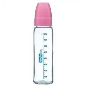 Baby Glass Bottle Pink 240ml for 6m+ - Dodie