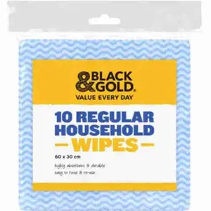 10 Regular Household Wipes - Black & Gold