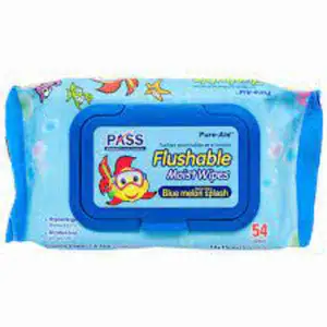 Flushable Moist Wipes Blue - Pure Aid