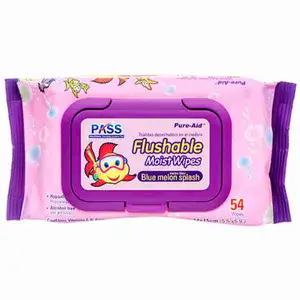 Flushable Moist Wipes Pink - Pure Aid