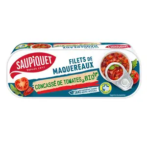 Organic Mackerel Fillets Crushed with Tomatoes - Saupiquet