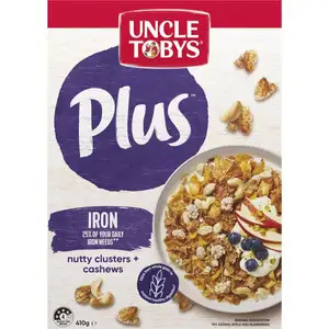 Plus Iron Nutty Clusters & Cashews - Uncle Tobys