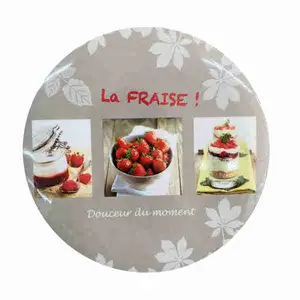 Grey Strawberry Round Melamine Trivet (Food Cover)