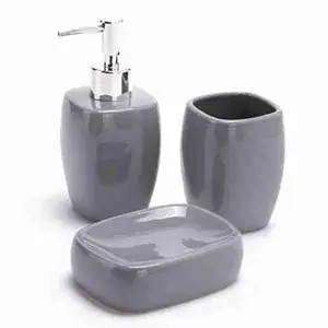 Ceramic Gray Bathroom Accessories Set