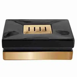 Black & Gold Porcelain Soap Dish - Spirella