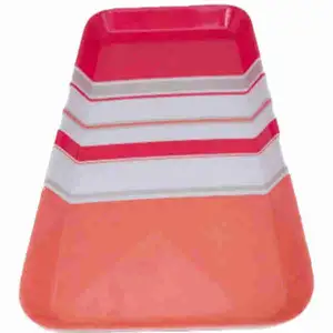 Rectangular Melamine White & Pink Tray