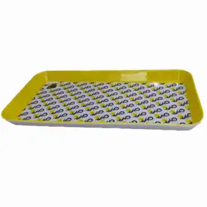 Rectangular Melamine White & Yellow Tray