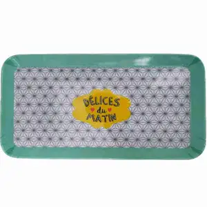 Rectangular Melamine White & Brown Tray