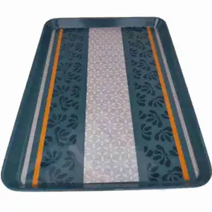 Rectangular Melamine Yellow & Gray Line Tray