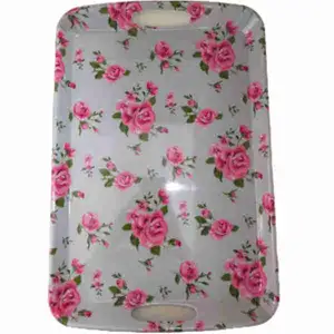 Rectangular Pink Flower Hand Tray