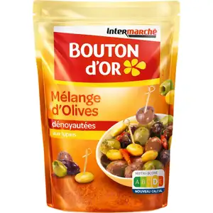 Mixed Pitted Olive and Lupin Beans - Bouton d'Or