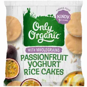 Baby Finger Food from 1 Year Plus, Passionfruit Yogurt Rice Cakes with Wholegrains - Only Organic