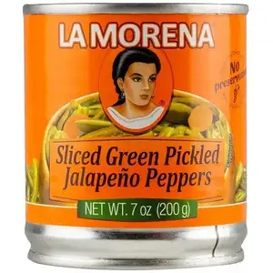 Sliced Green Pickled Jalapeño Peppers - La Morena