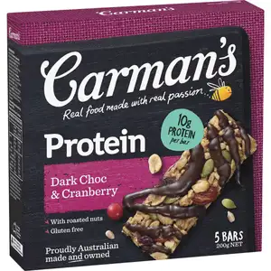 Dark Choc & Cranberry Gluten Free Protein Bar - Carman's