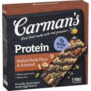 Salted Dark Choc & Almond Gluten Free Protein Bar - Carman's