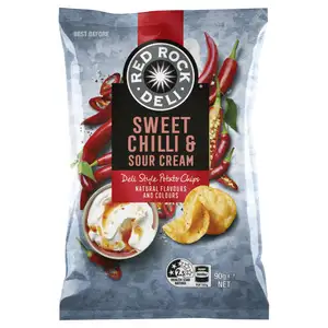 Sweet Chili & Sour Cream Flavoured Potato Chips - Red Rock Deli
